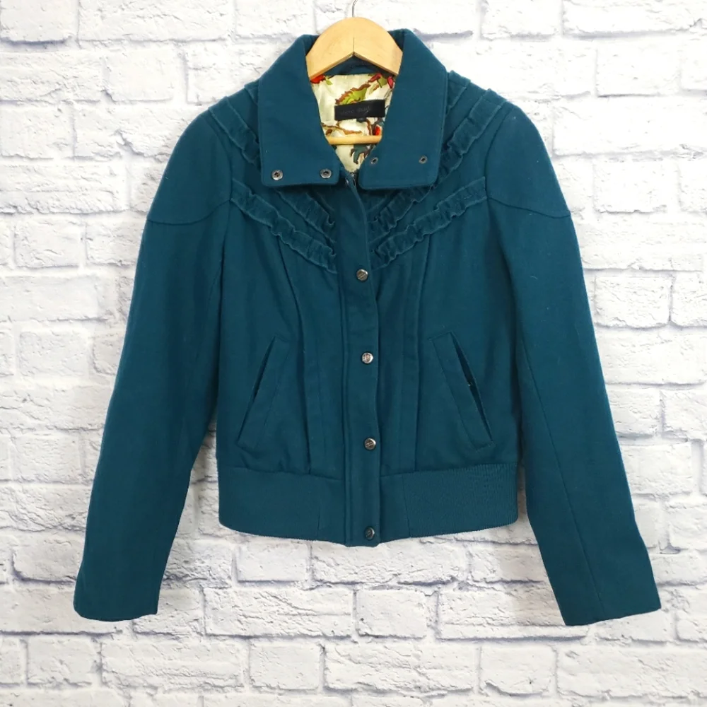 Steve Madden Teal wool blend bomber jacket - Picture 1 of 7